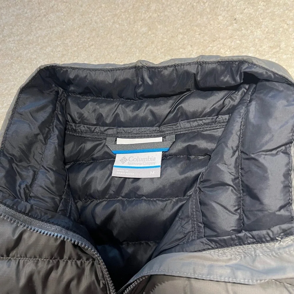 Columbia Puffer Vest Women's Medium Grey Black Hybrid Quilted Full Zip Hiking‎